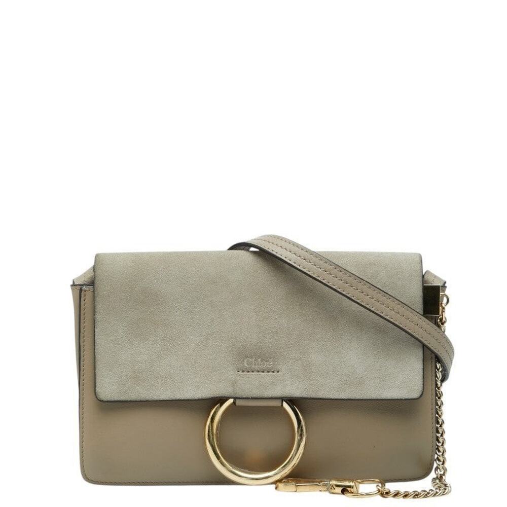 Chloe Suede Faye Shoulder Bag Gray